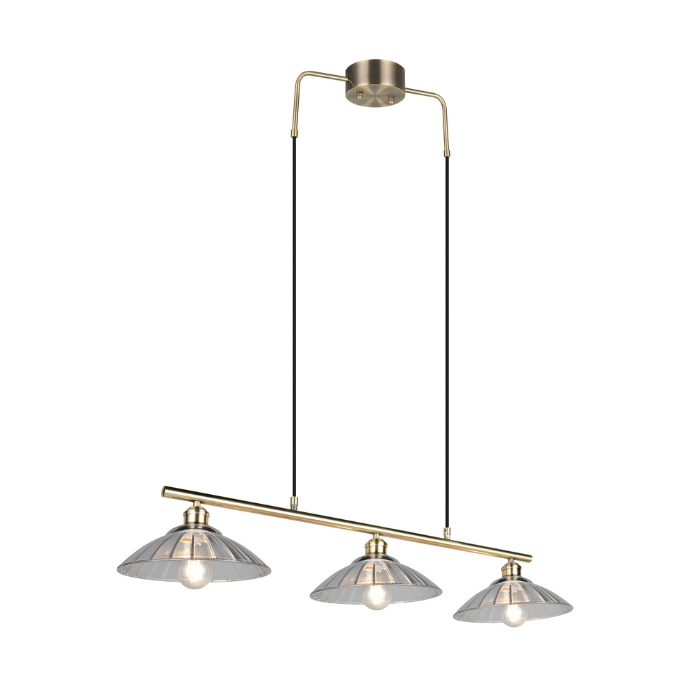 Lampe pendante classique Eluna Vieille laiton à 3 lumières Trio 4017807682526
