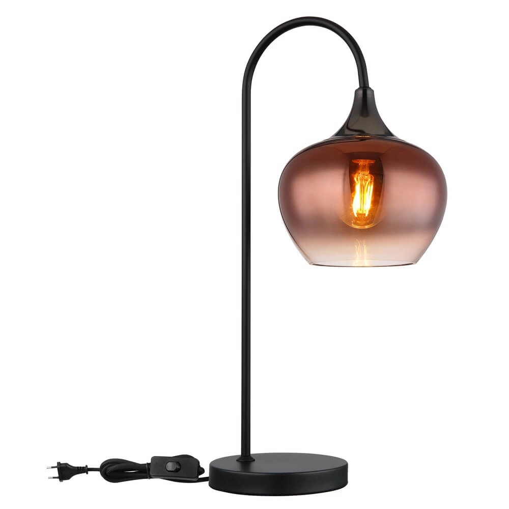 Lampe de table noire Maxy avec verre rouge simple Globo 9007371456987