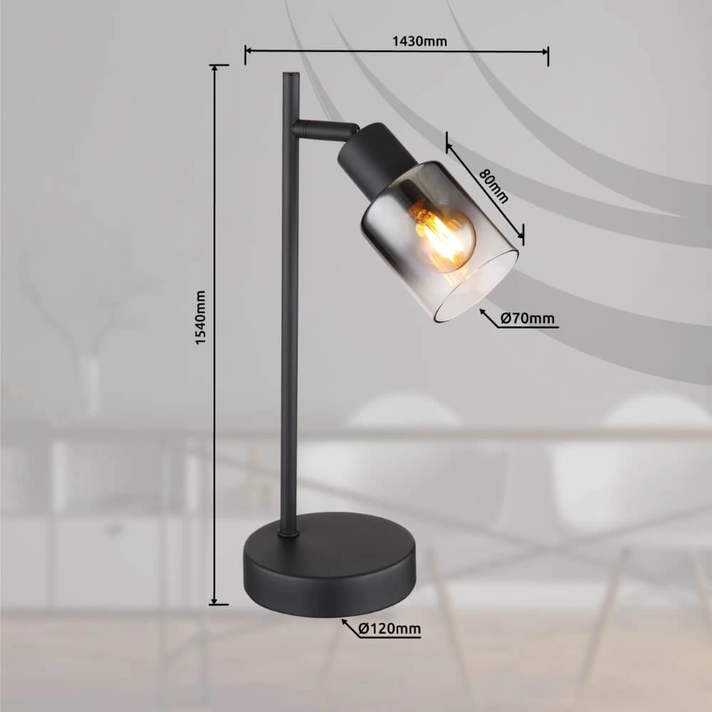 Lampe de table Hubertus avec verre fumé Globo 9007371446025