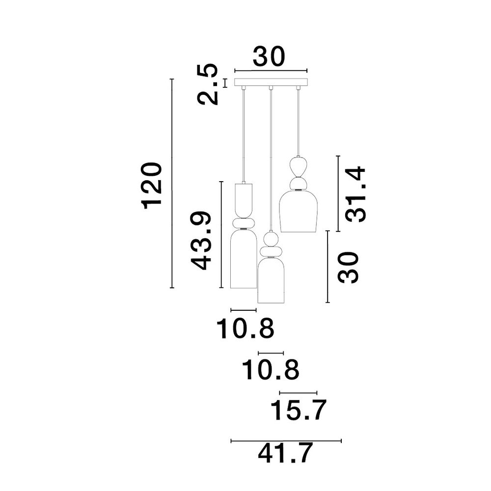 Suspension colorée Murano 3 lumières Lyora 5212017434227