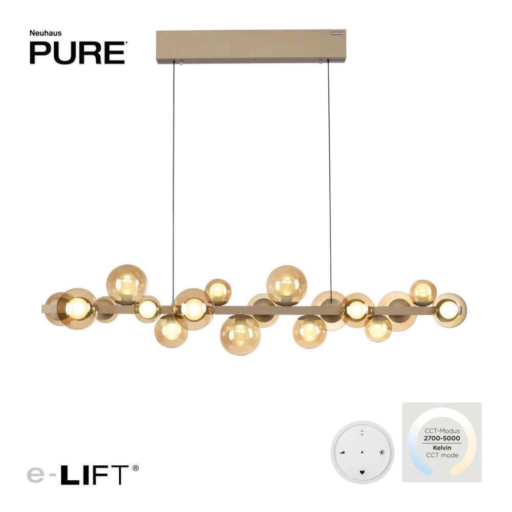 Lampe suspendue unique Pure E-Popup Bronze à 18 lumières Paul Neuhaus 4012248384428