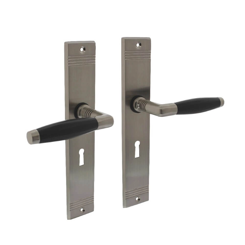 Poignée de porte des années 30 Ton Basic Trou de serrure 56mm nickel mat