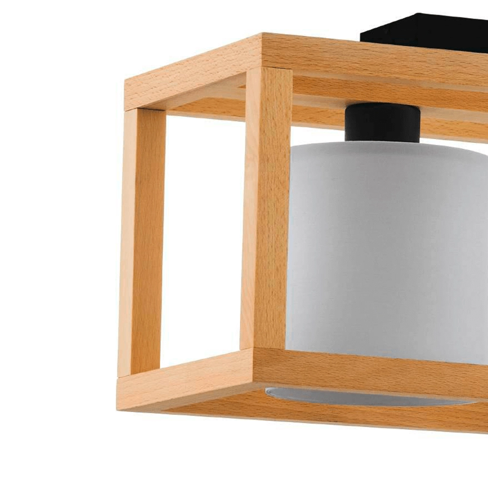 Plafonnier en bois Granados 3 lumières avec abat-jour blanc Stars of Light 9008606223602