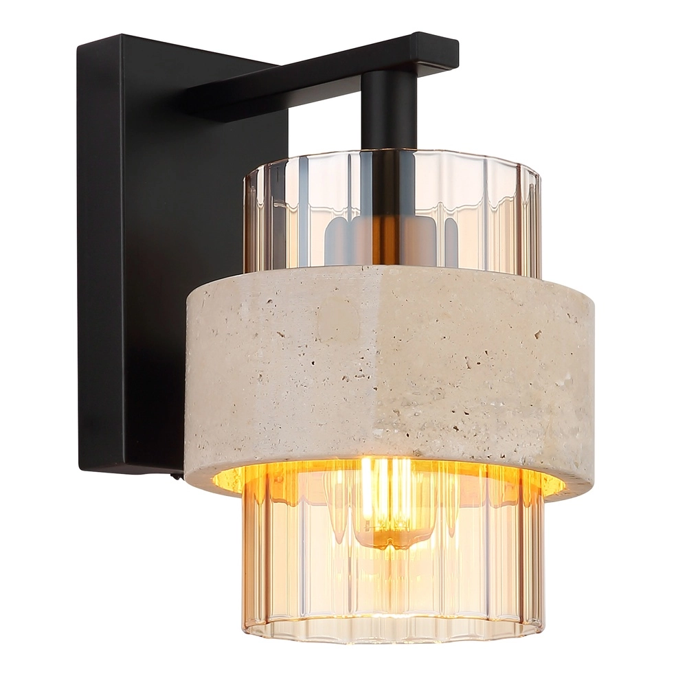 Lampe murale Daren noir avec marbre