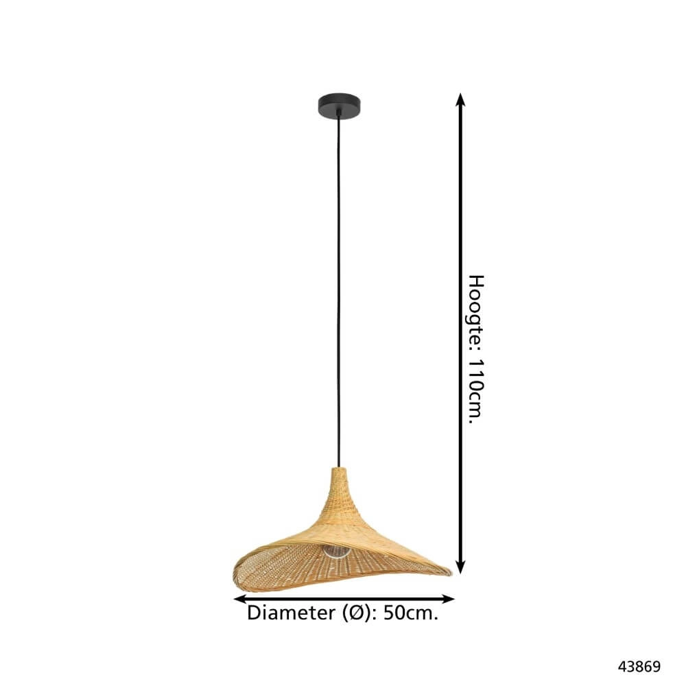 Lampe suspendue en osier Haxey Ø 50 cm Eglo 9002759438692