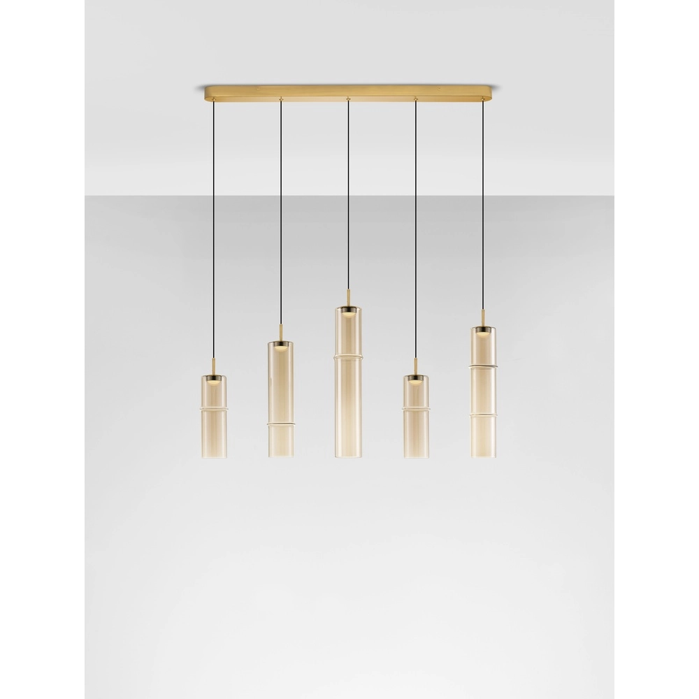 Suspension unique Sano Or 5 lumières droit Lyora 5212017474087