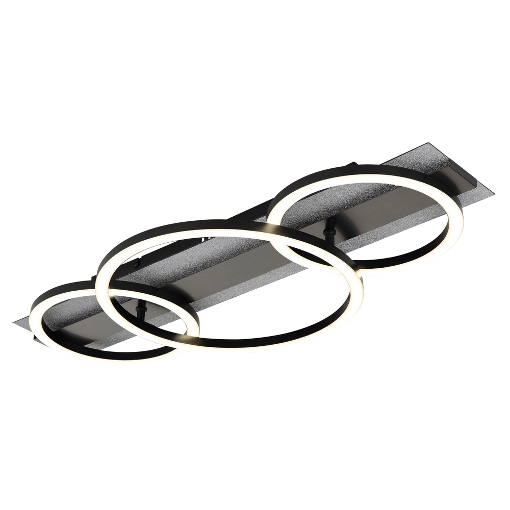 Lampe de plafond noire Norberto 3 anneaux d’accord Globo 9007371569830
