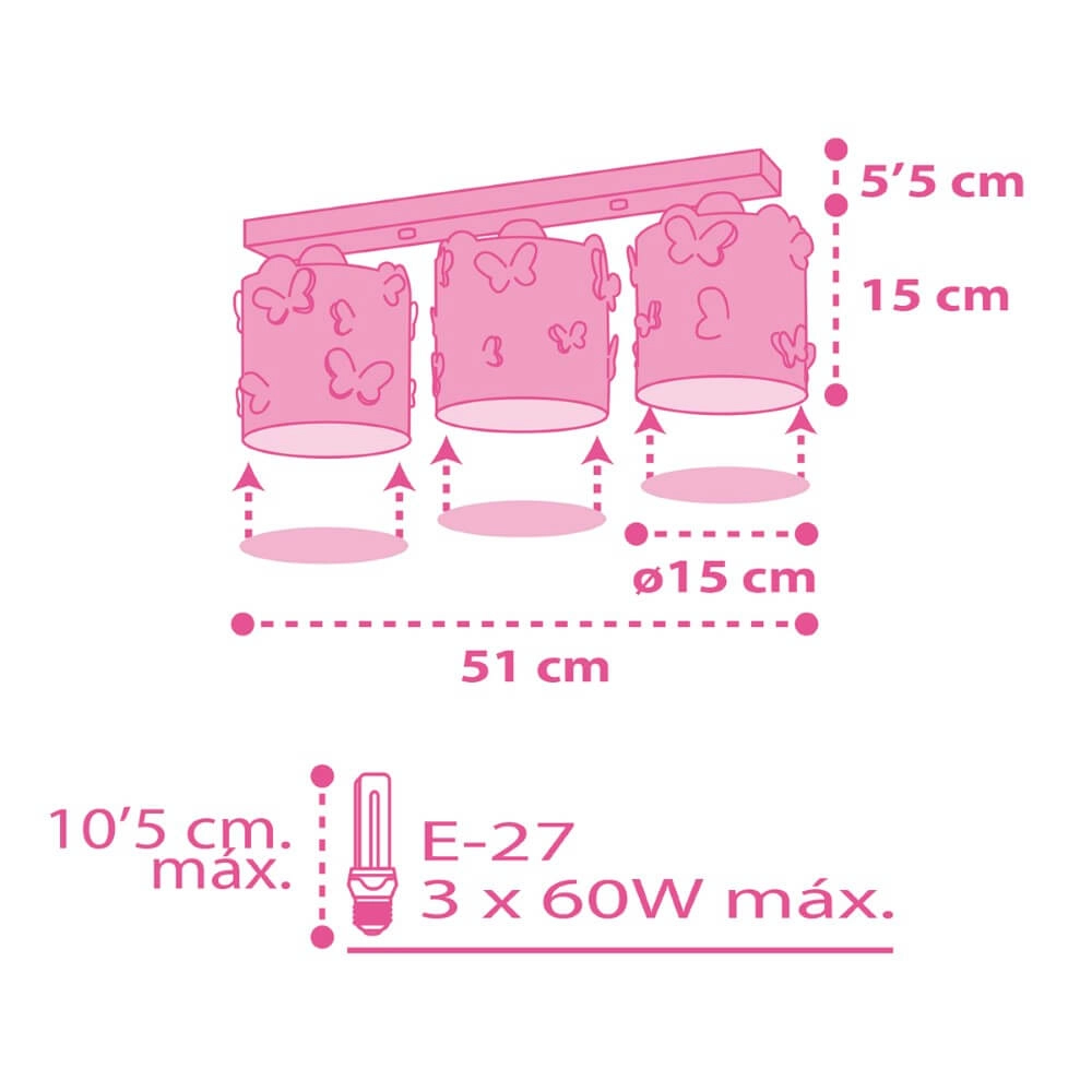 Plafonnier chambre d'enfant Butterfly Dalber 8420406621432