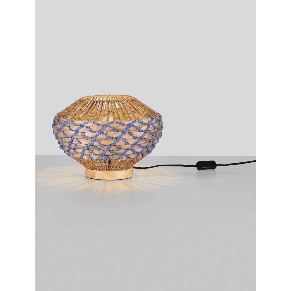 Lampe de table Mapi Ø 31cm bleu avec marron