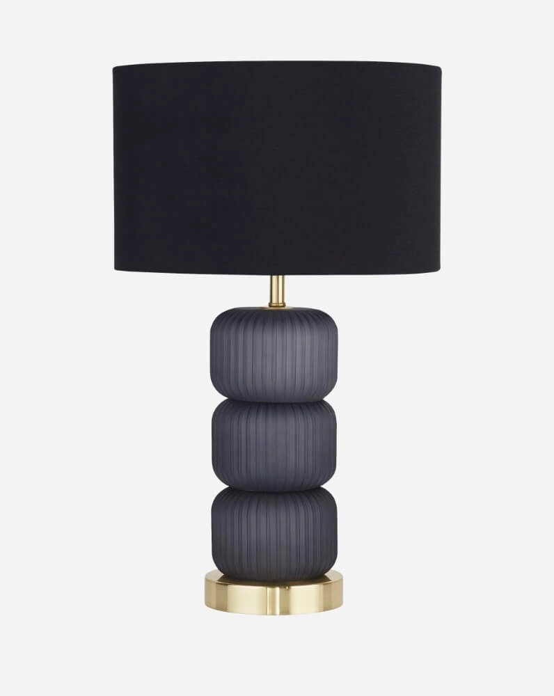 Lampe de table Tablu bleu et or avec nuance noire Lampe de table Tablu bleu et or avec nuance noire
