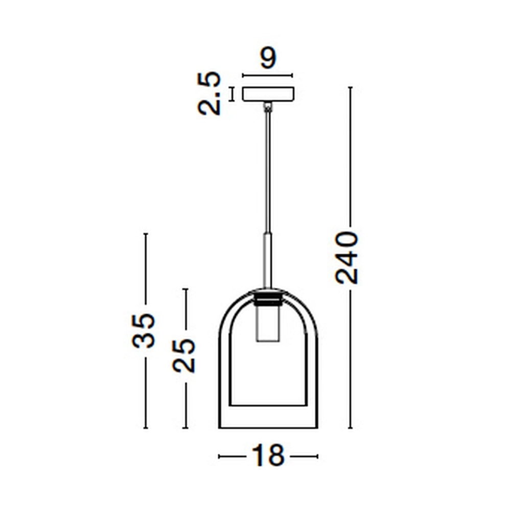 Suspension Velor Simple noir avec verre ambré Lyora 5212017431202