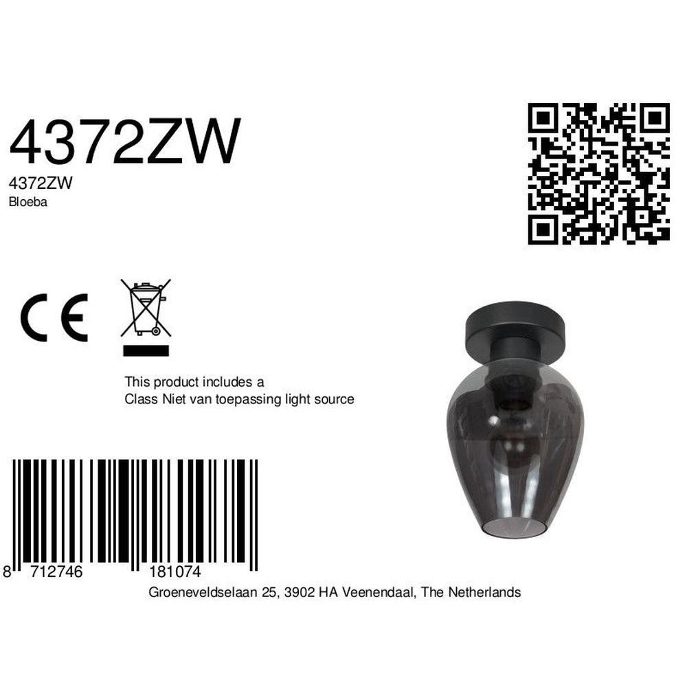 Plafonnier Bloeba verre fumé Ø 15cm Steinhauer 8712746181074