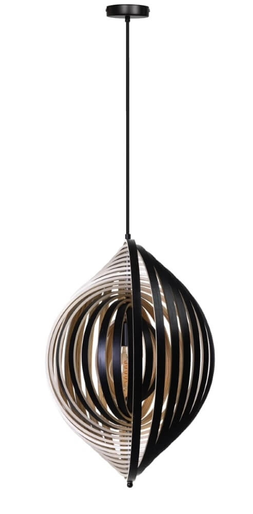 Lampe suspendue design Woody noir avec bois Ø 59cm ETH 8720195307549