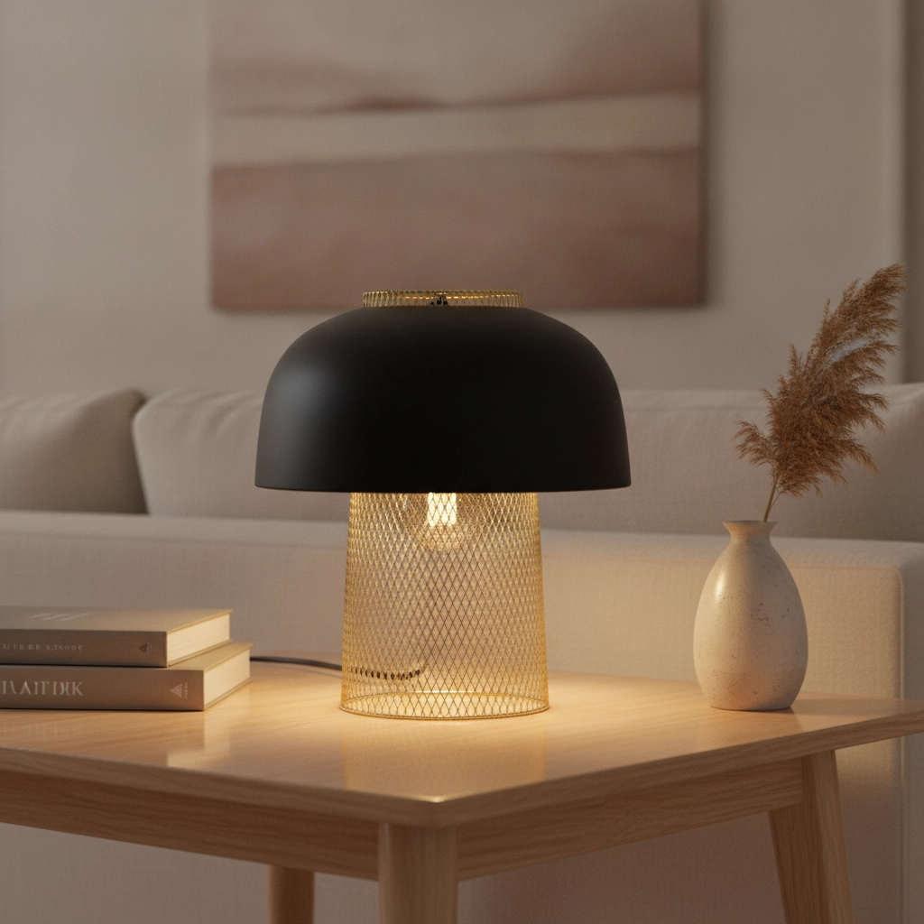 Lampe de table Sqube noir avec or