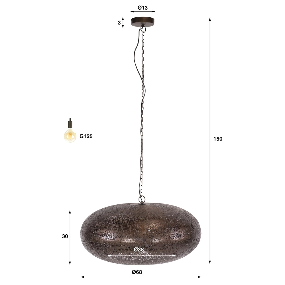 Lampe pendante de campagne Cielo Cuivre ancien Ø 68cm Lyora 8716803514973
