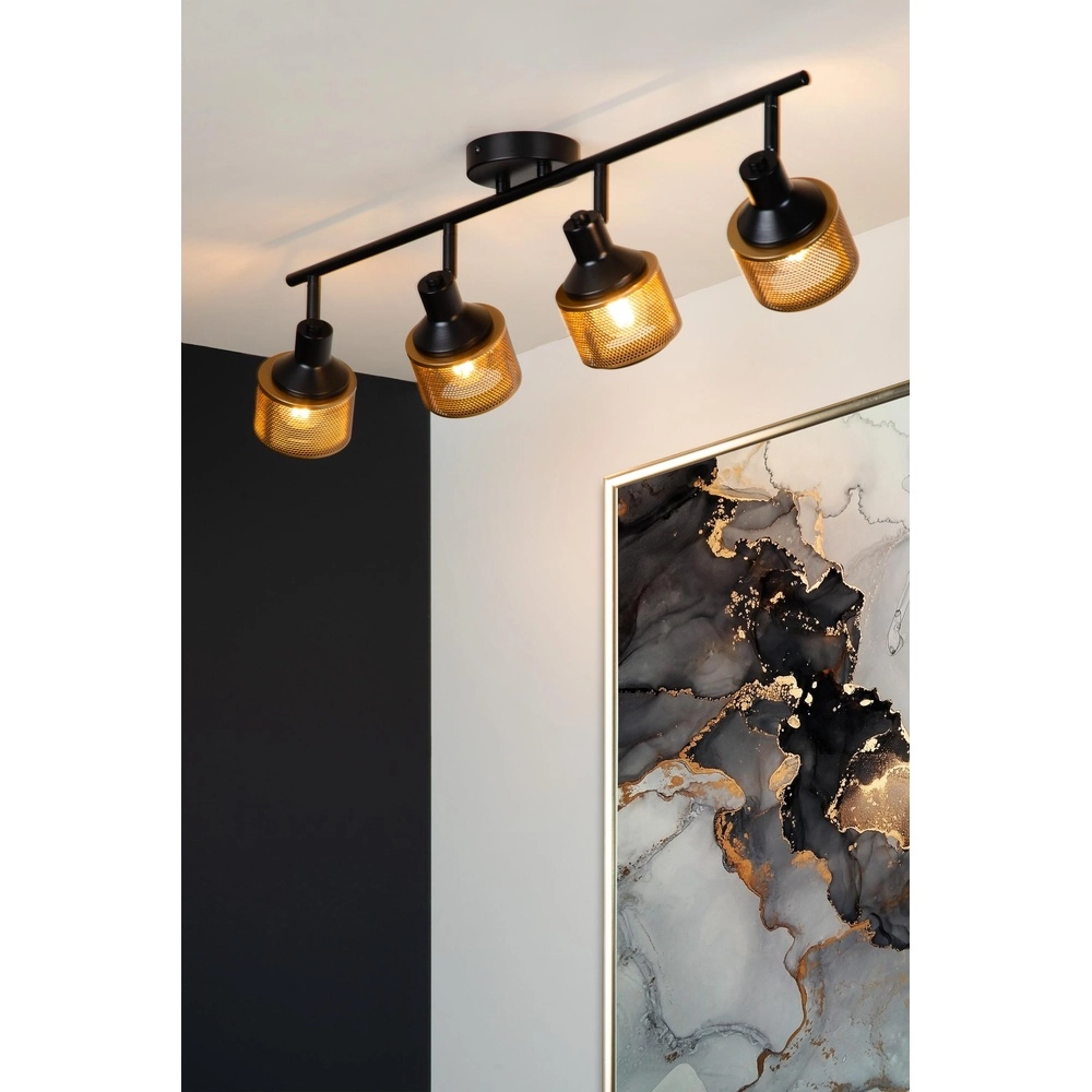 Lampe de plafond Rafa 4-noir clair avec cuivre Lucide 5411212771308