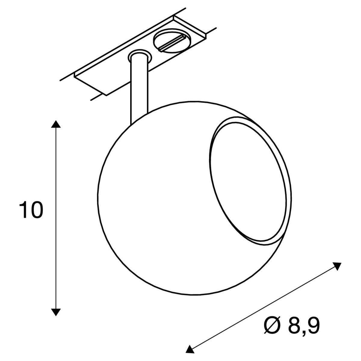 Place ferroviaire Light Eye Monophasé - GU10 - 8,9cm blanc SLV 4024163151245
