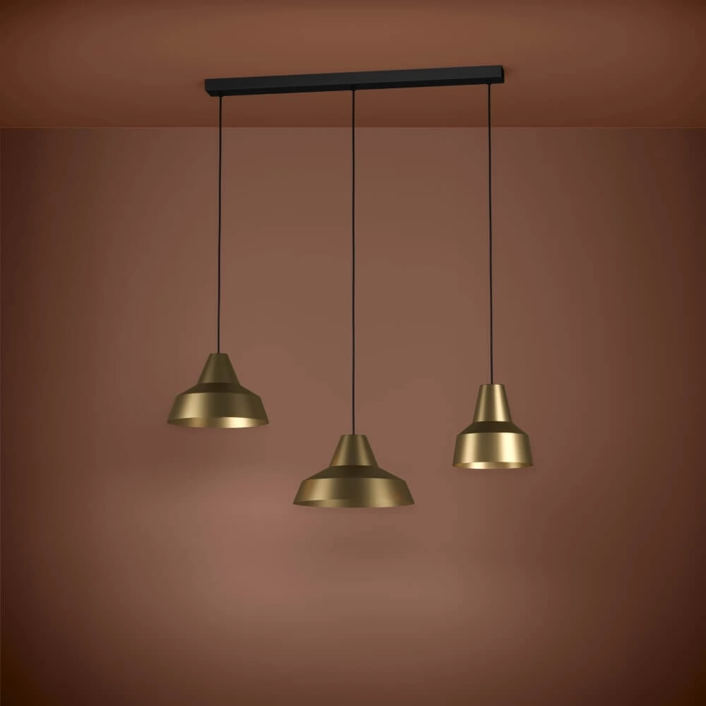 Lampe suspendue dorée Savarna avec 3 capotes Stars of Light 9008606220878
