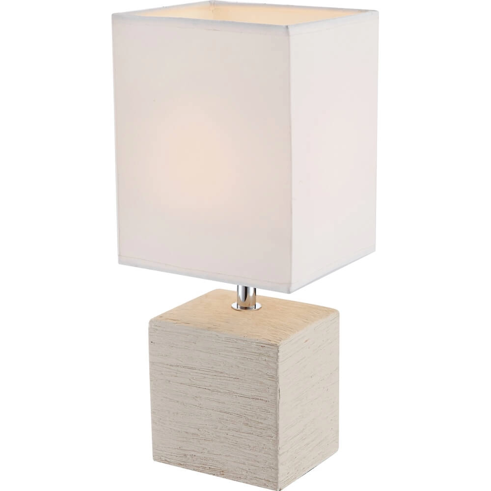 Lampe de table élégante Geri crème avec capuche blanche
