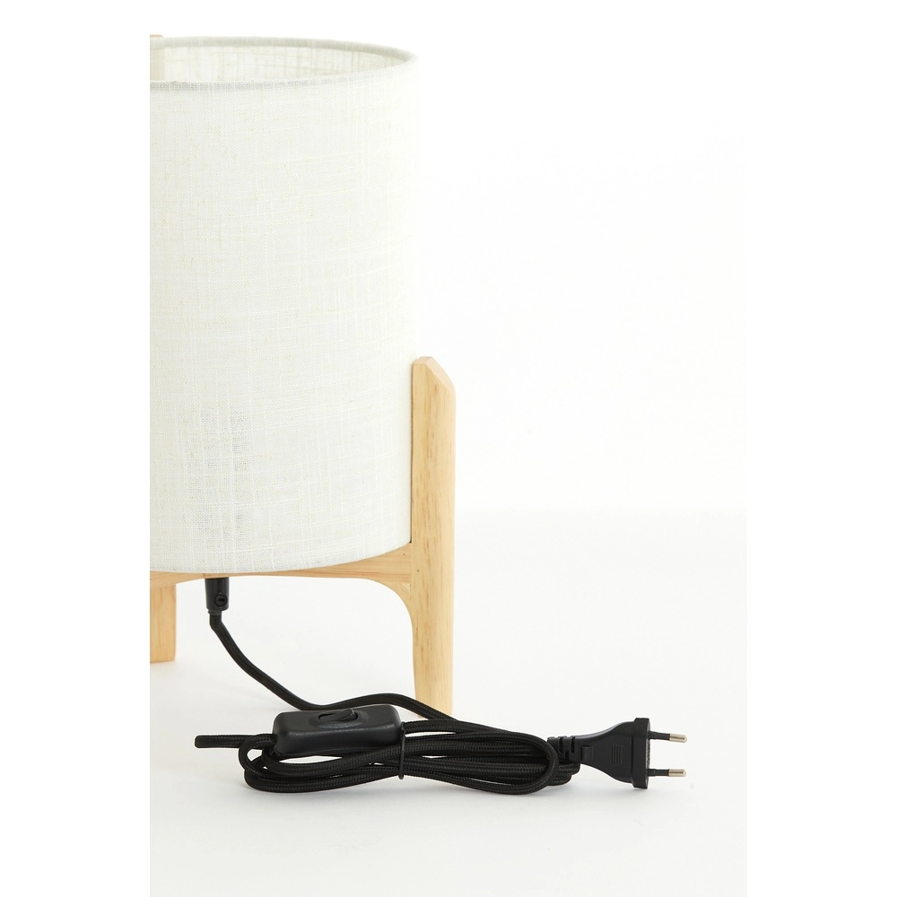 Lampe de table Litto Ø 22cm - aspect bois avec lin naturel Light & Living 8717807792688