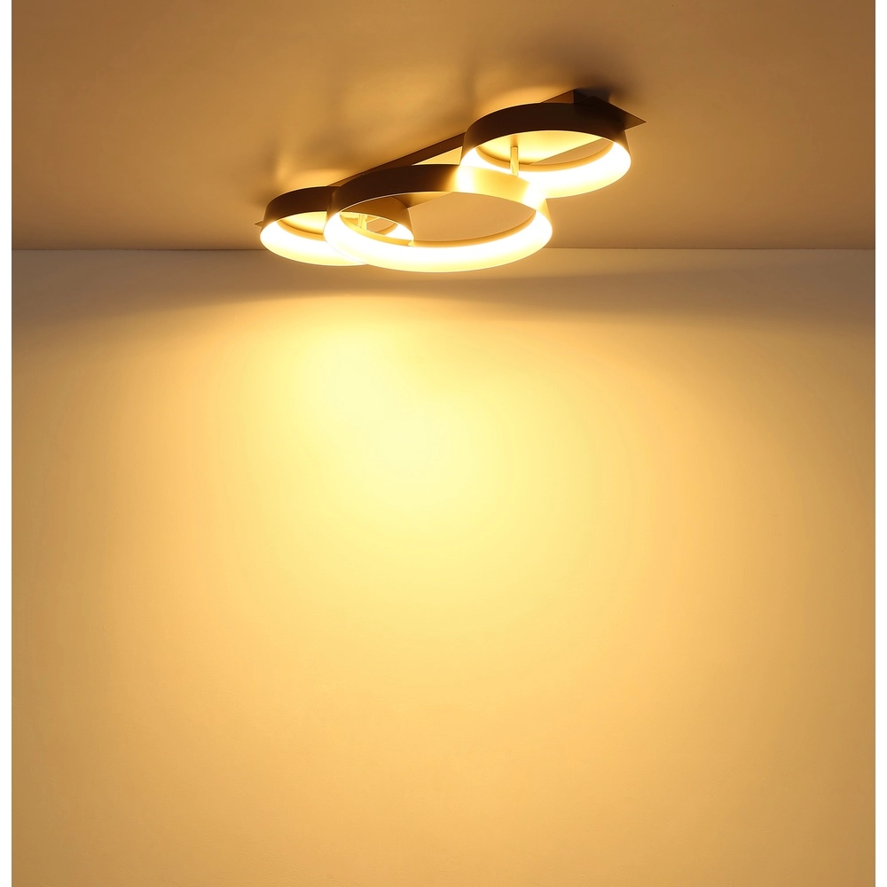 Lampe de plafond élégante Syrakus Café brun 3 anneaux Globo 9007371576081