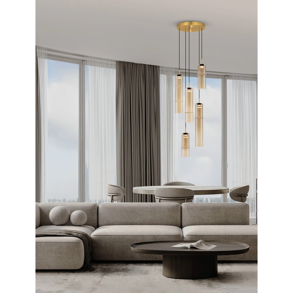 Suspension unique Sano Rond 5 pâles dorés Lyora 5212017474063