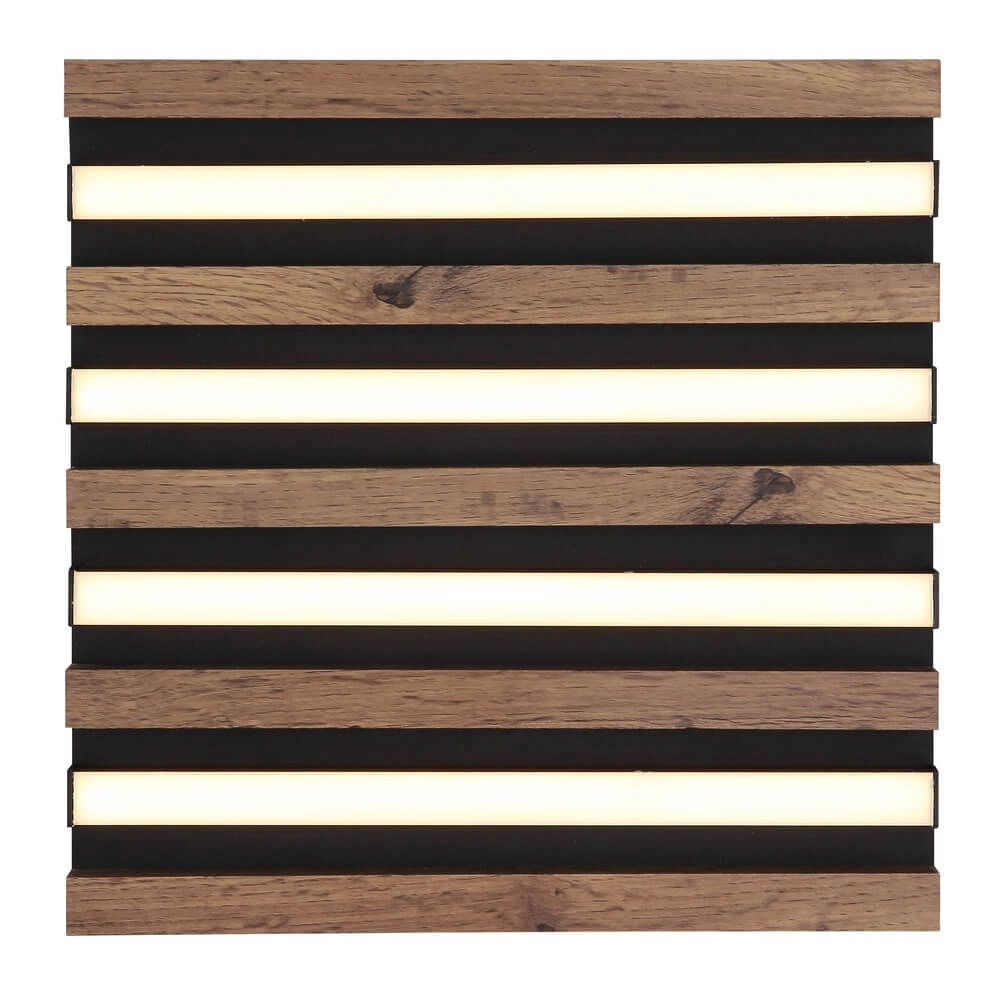 Plafonnier Hayden noir avec carré de bois 30cm Globo 9007371507641