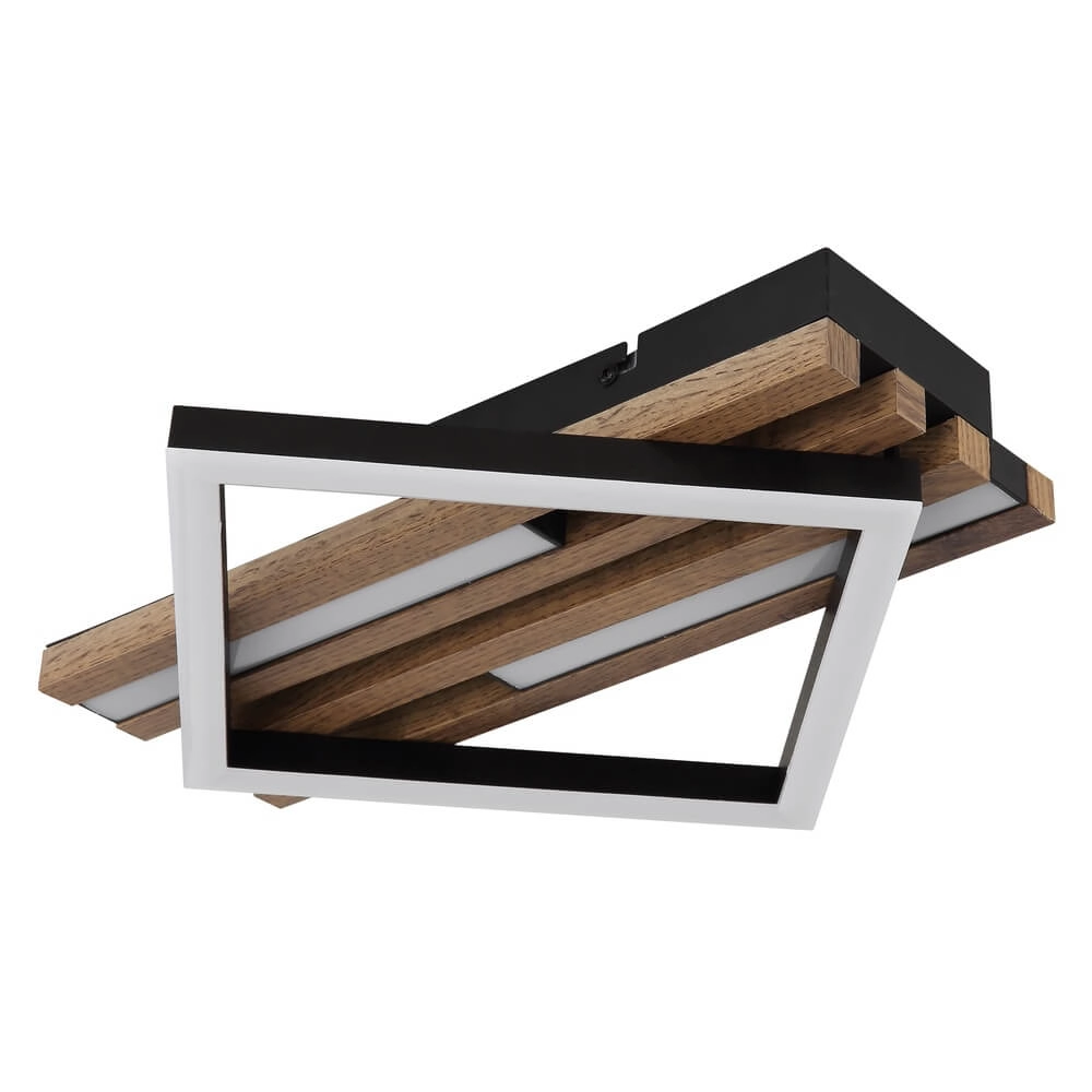 Plafonnier Obrien noir avec bois simple Globo 9007371509300