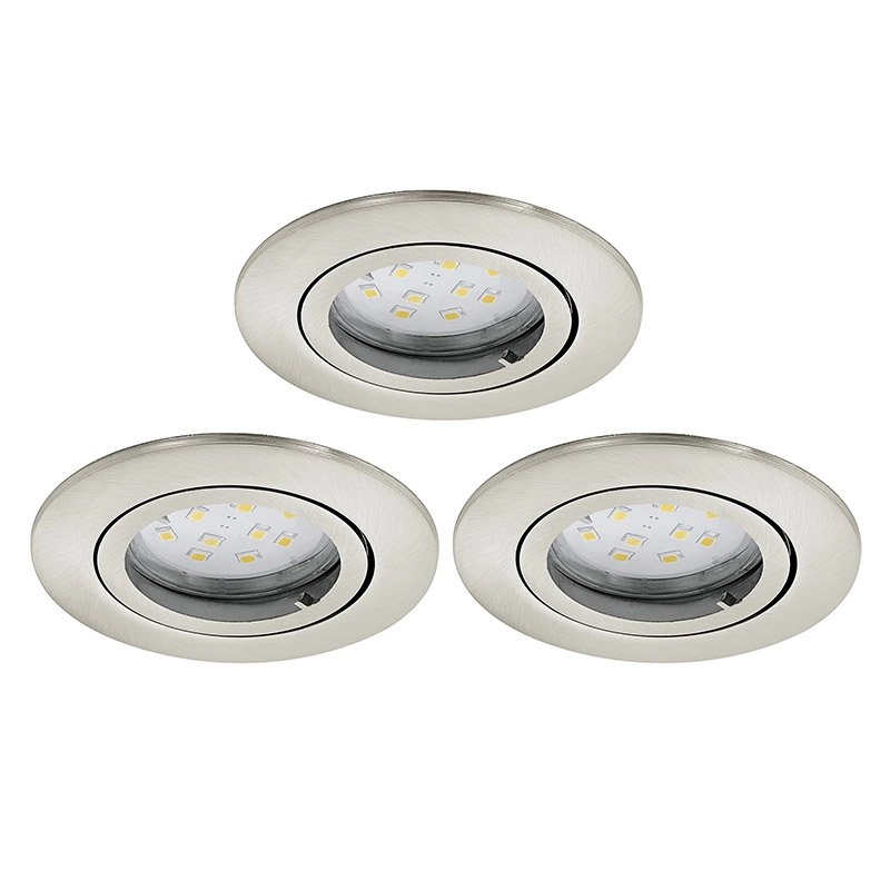 Spot de plafond LED Tedo lot de 3 nickel mat