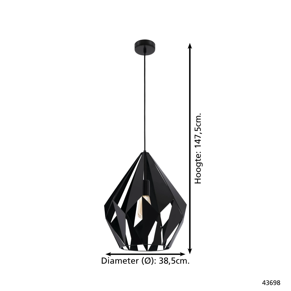 Suspension noire Carlton 5 Ø 38,5 cm Eglo 9002759436988