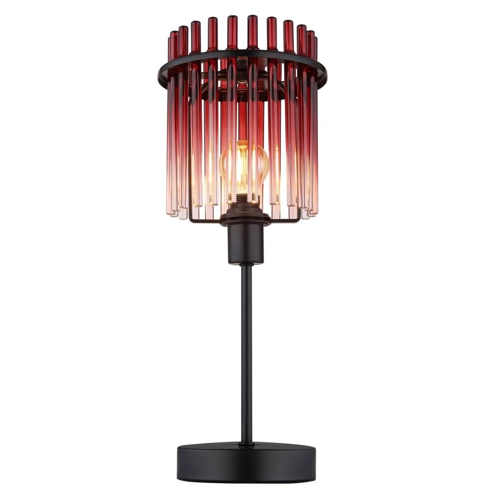 Lampe de table noire Gorley avec verre rouge Ø 15cm Globo 9007371471959