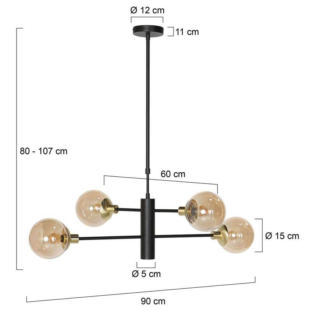 Suspension design Constellation noir avec verre ambré Steinhauer 8712746173048