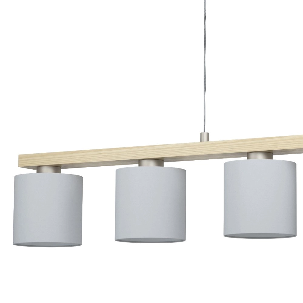 Lampe suspendue salle à manger Castralvo bois marron avec capuchons blancs Eglo 9008606310043