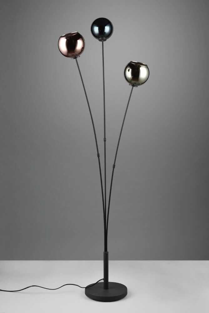 Lampe sur pied design Sheldon noir avec verre fumé Trio 4017807585261