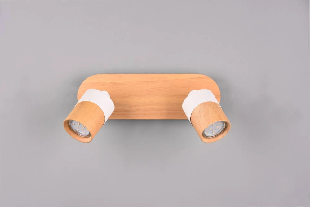 Plafonnier bois et blanc Aruni 2 lumières Trio 4017807562316