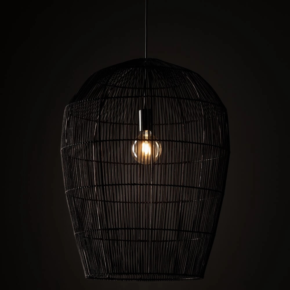 Suspension en rotin Haiti L Ø 53,5cm noir Lyora 5903139111683