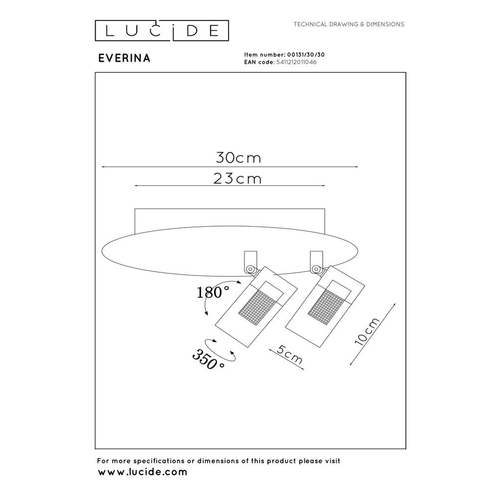 Lampe de plafond élégante Everina Ø 30cm Lucide 5411212011046