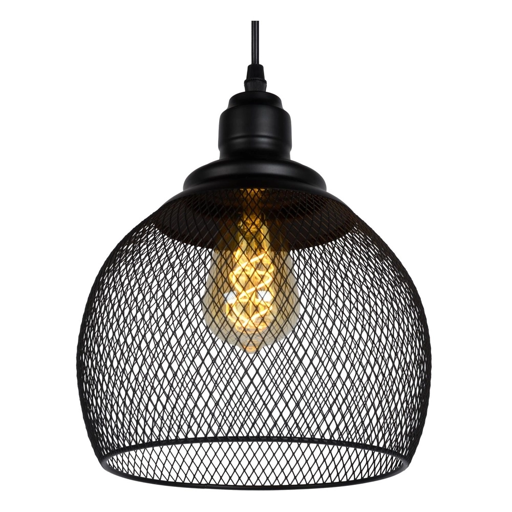 Lampe pendante en maille Mesh Ø 22cm noir Lucide 5411212430380