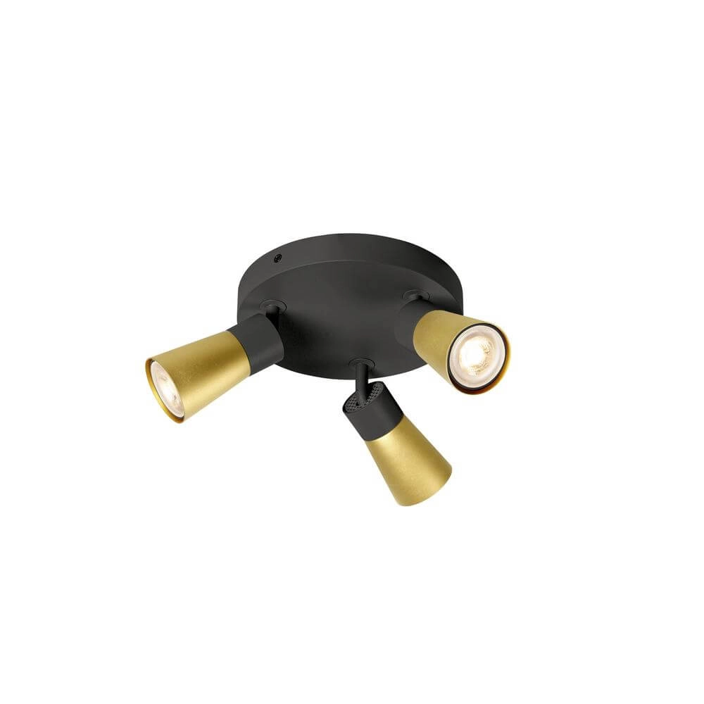 Projecteur rond Puri 2.0 Cone noir-or 3 lumières Projecteur rond Puri 2.0 Cone noir-or 3 lumières