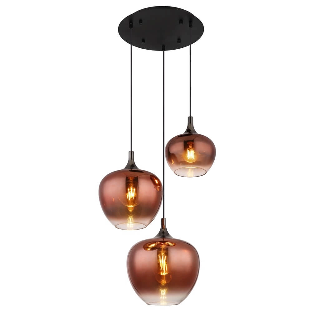 Suspension noire Maxy avec verre rouge Ø 48cm Suspension noire Maxy avec verre rouge Ø 48cm