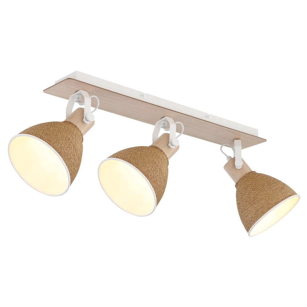 Lampe de plafond Lyndon Blanc à 3 lumières avec rotin