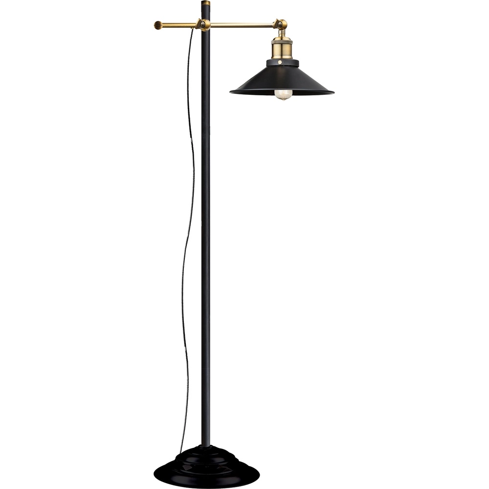 Lampe de sol industrielle Lenius noir avec or
