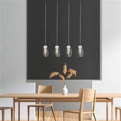 Suspension de salle à manger Cyclone gris avec verre clair Searchlight 5053423174532