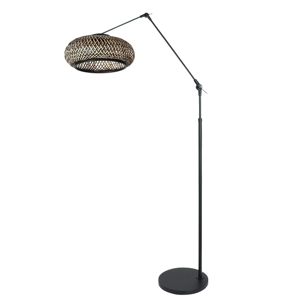 Lampadaire Prestige Chic Capuche noire et rotin Steinhauer 8712746183634