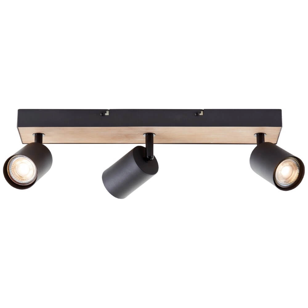 Lampe à 3 lumières Jello Wood noir avec du bois