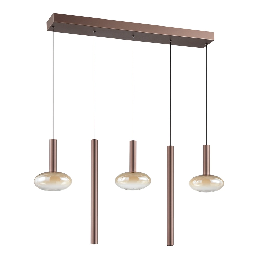 Lampe suspendue Veridian Brun café avec verre ambré Brilliant 4004353477942
