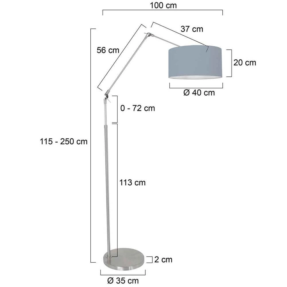 Lampadaire Prestige Chic métal avec abat-jour bleu clair Steinhauer 8712746175332