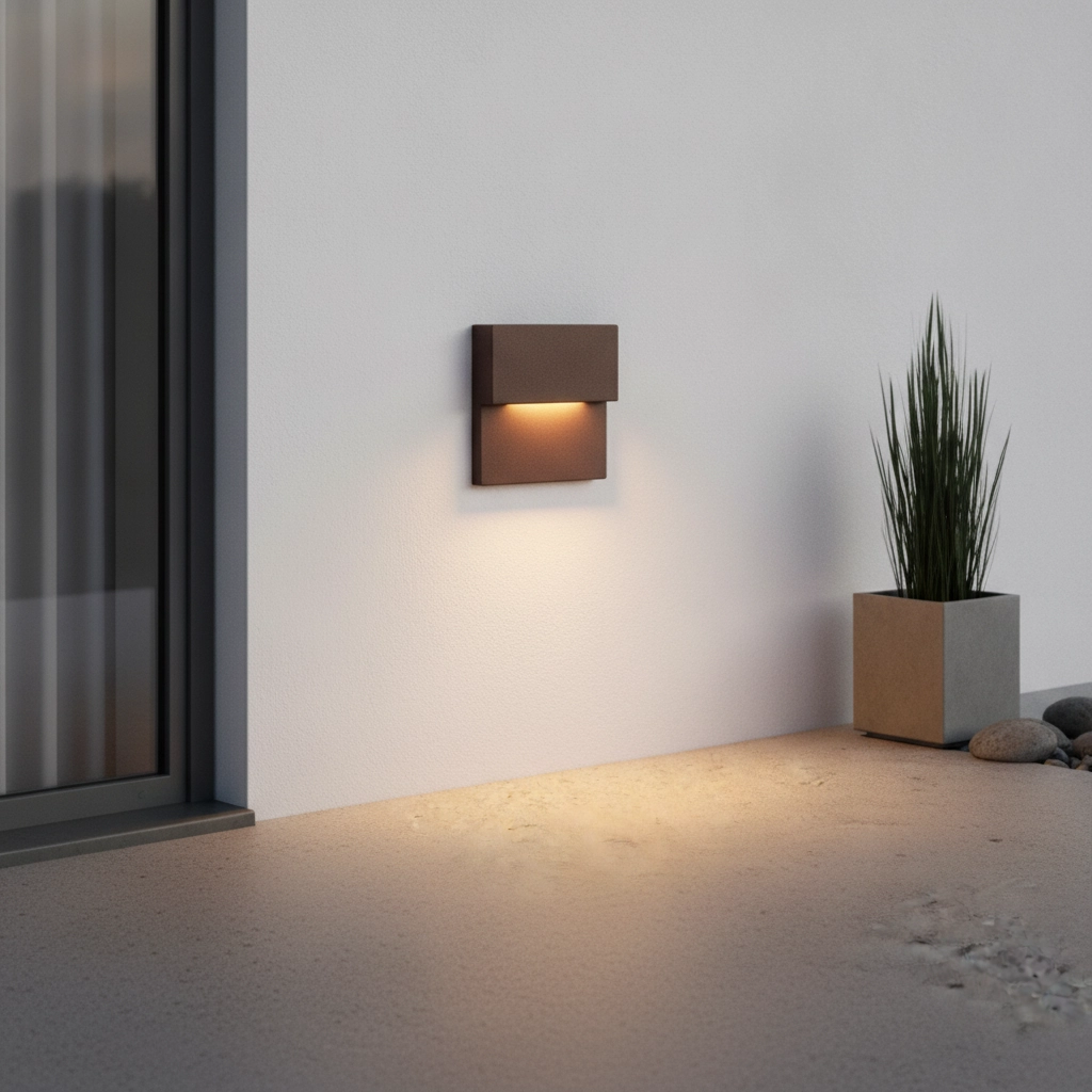 Lampe murale encastrée Dan brun rouille 3000K
