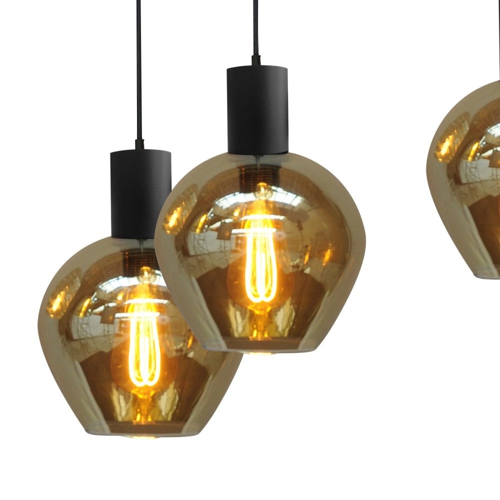 Lampe suspendue noire pour salle à manger Bounty Verre rond à 6 lumières Masterlight 8718121247915