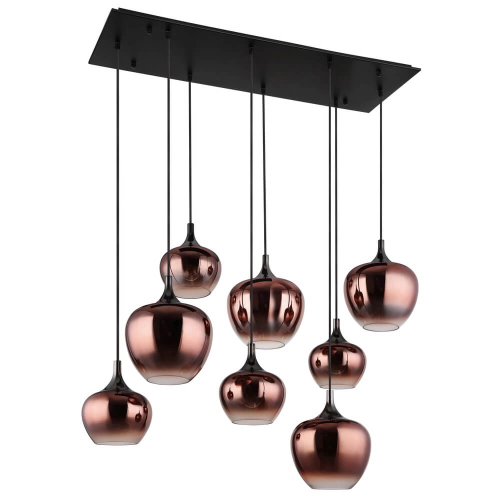 Suspension noire Maxy avec verre rouge 8 lumières Globo 9007371453986